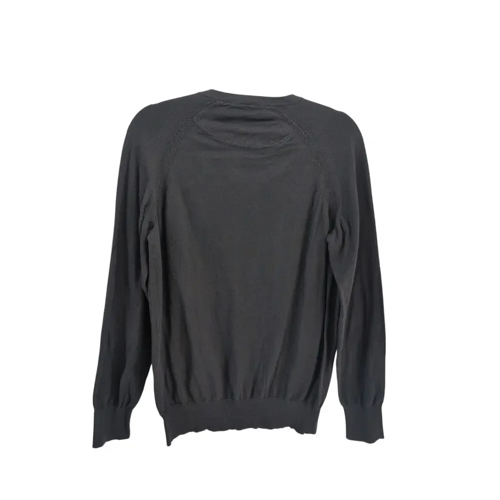 Burberry London Cotton Lightweight V-Neck Sweater in Black size Large